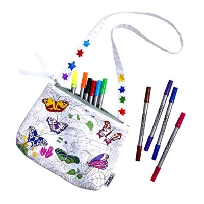 Image of eatsleepdoodle Butterfly Crossbody Bag, Original, White