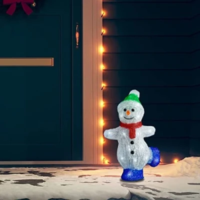 Image of ARKEM LED Christmas Acrylic Snowman Figure Indoor and Outdoor 30cm,LED Santa Claus Garden Yard Lawn Party Xmas Decoration Gift