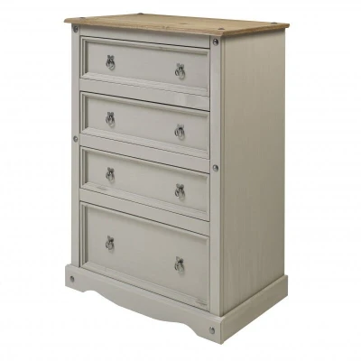 Image of Mercers Furniture Corona Grey Wax Compact 4 Drawer Chest