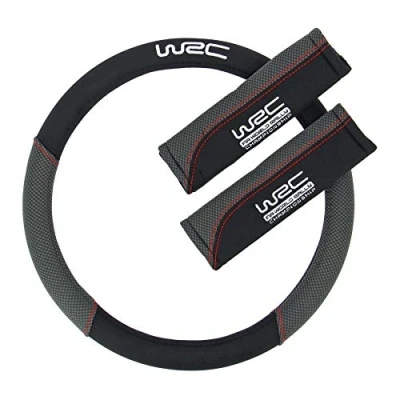 Image of WRC 007595 Universal Steering Wheel Cover Kit + 2 Belt Sheaths, Rally Line