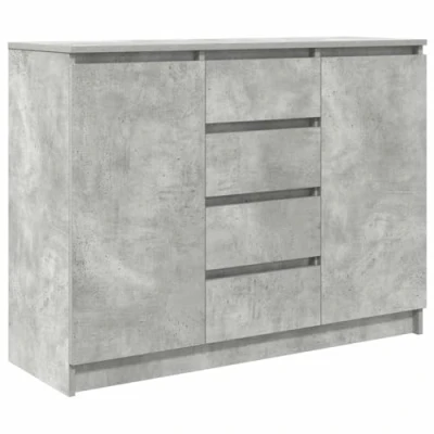Image of vidaXL Sideboard Concrete Grey Drawers/Cabinet Modern Engineered Wood Storage Furniture for Living/Dining Room/Office, 100.5x35x76 cm