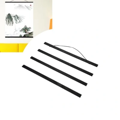 Image of Magnetic Poster Hanger, Black Wooden Display Posters DIY Wood Frame Wall Hanger for Scroll Canvas Printing Home Decor Art Many Sizes (40cm)