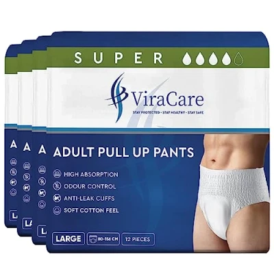 Image of 48 x Incontinence Pants Women and Men Adult Diapers Nappies Pull Up Large Size Soft Stretch Waistband