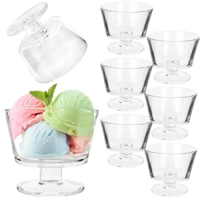 Image of KADAX Ice Cream Glasses, 280 ml Dessert Bowl Made of Glass, 10.6 x 9.4 cm Dishwasher Safe Fruit Jelly Bowls, Cups for (280 ml, Set 6)