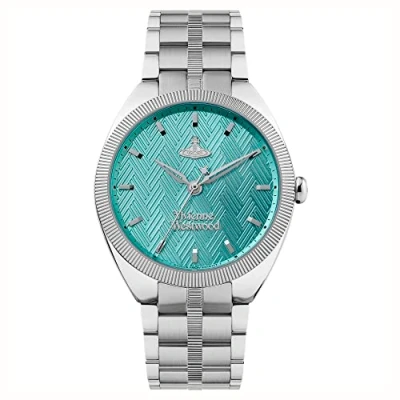 Image of Vivienne Westwood The Mews Ladies Quartz Watch with Turquoise Dial &amp; Silver Stainless Steel Bracelet