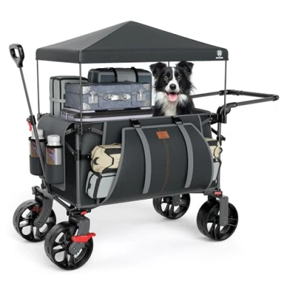 Image of EVER ADVANCED Folding Wagon with Canopy Grey