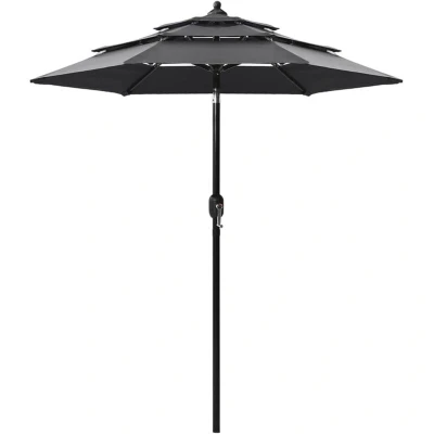 Image of vidaXL 3 Tier Garden Parasol with Aluminium Pole Anthracite 2 m