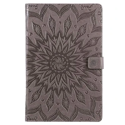 Image of BAUBEY Case for Samsung Galaxy Tab S6 T860 2019, Slim Magnetic Wallet Stand Cover SM T860/T865 10.5 Inch[Auto Wake/Sleep][Multiple Angle Viewing] Mandala Flower (Gray)