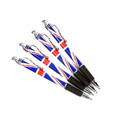 Image of Rollerball Pens with Union Jack Design, Set of 4 Pens, London Souvenir Collectable