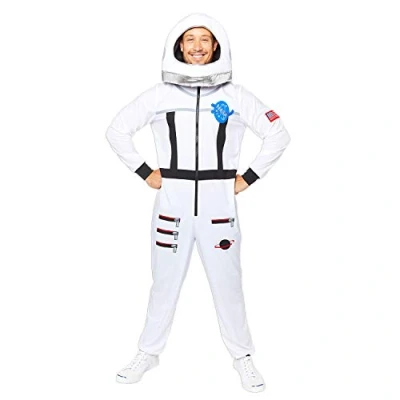 Image of Amscan 9908688 Men&#039;s White Astronaut Space Suit Adults Fancy Dress Costume Size: Standard