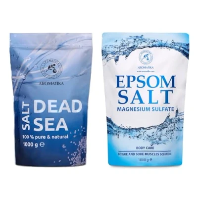 Image of Bath Salts Set 2х1000g Epsom Salt Dead Sea 100% Pure and Natural Concentrated Magnesium Sulphate Soothing &amp; Relieves Fatigue Body Care Beauty Bathing Wellness Relax
