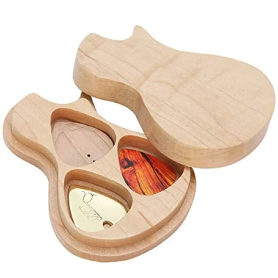 Image of Odorkle Guitar Pick Box Set,Durable Maple Wooden + 3 Picks Musical Instrument Accessories for Beginning Guitarist, ODORKLEQFDMNTG58B