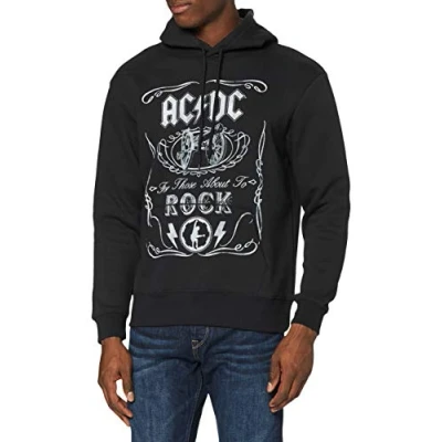 Image of ACDC Men&#039;s AC/DC Cannon Swig Hoodie, Black (Black Black), Large (Manufacturer Size:Large)