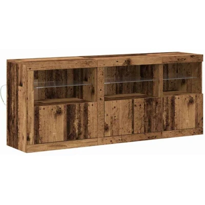 Image of vidaXL Sideboard with LED Lights Old Wood 162x37x67 cm Engineered