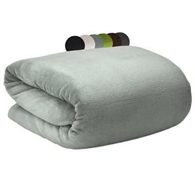 Image of Beautissu Soft Fleece Blanket 150x200cm Super as Bed Throw Warm Fleecy XL for Couch Sofa Fluffly &amp; Comforter Light Grey Aurelia
