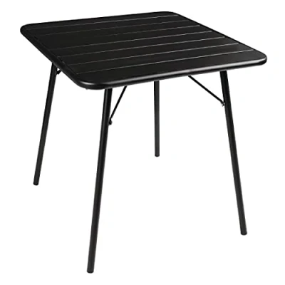 Image of Bolero Foldable Square Slatted Steel Indoor Outdoor Table Rust Resistant Black Powder Coating 710(H) x 700(W) 700(D)mm CS731