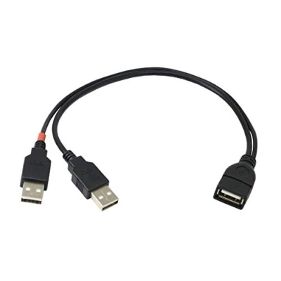 Image of CERRXIAN USB 2.0 Extension Cable A Y splitter Hub Adapter Cable, 1 Female to 2 Male Data (0.3M)