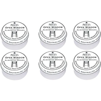 Image of 6 x Prices Open Window Candle In Tin Eliminates Odours