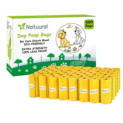 Image of Dog Poop Bags Rolls 600 Counts (40 Rolls), Biodegradable Made of Cornstarch, Eco friendly and Easy to Open,Thick Waste (Yellow)