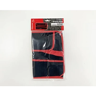 Image of Toolzone 12 Pocket Canvas Tool Roll Storage Wallet Bag