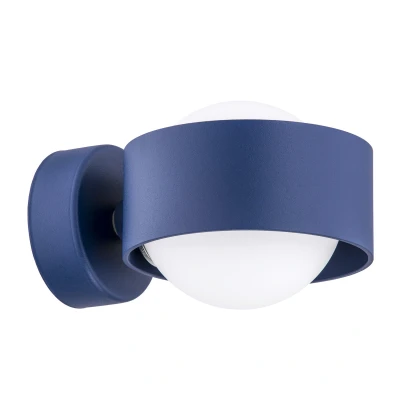 Image of Massimo Plus Outdoor Globe Wall Lamp Opal Matt, Navy Blue Structure IP44