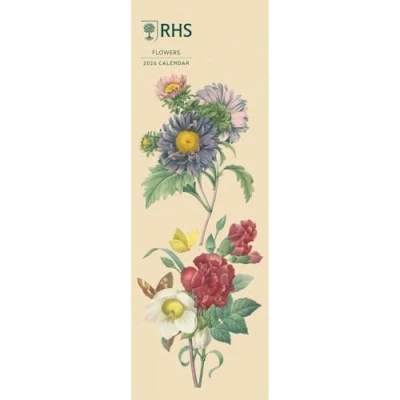 Image of 2026 CALENDAR RHS FLOWERS MONTH TO VIEW SLIM WALL OFFICIAL PRODUCT