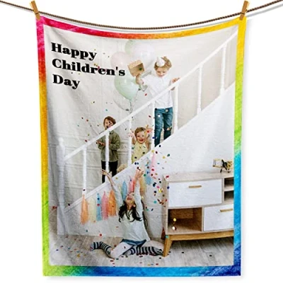 Image of Personalised photo blanket Custom with your own Photo/Text for birthday,Christmas,Anniversary,Personalised gifts father, mother, friends