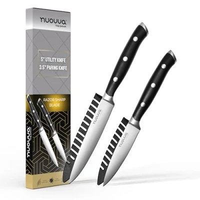 Image of nuovva Professional Paring Knife Set Utility Kitchen Knives German High Carbon Stainless Steel Sharp Vegetable 5 inch Knife, 3.5
