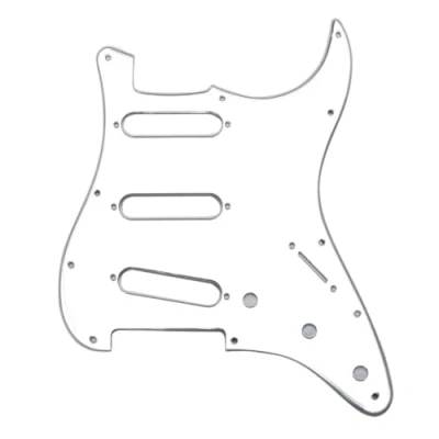 Image of Musiclily 11 Hole SSS Strat Pickguard Scratch Plate for Fender USA/Mexican Standard Stratocaster Modern Style Electric Guitar, 1Ply Silver Mirror Acrylic