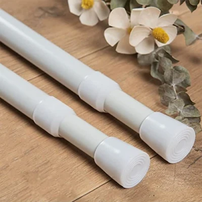 Image of 2PCS Tension Rods for Net Curtains Easy Use Curtain Extendable Spring Loaded Rod Kitchen, Bathroom, Wardrobe, Window, Diameter: 22mm(100 180CM/39.4 70.9Inch,White)