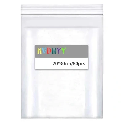 Image of HVDHYY 200mmx300mm Grip Seal Bags Large Resealable Clear Plastic 160µ 80pcs Packaging for Snacks Shoes,Clothing Storage
