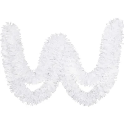 Image of SECALIFE 10 Meters White Xmas Tinsel Christmas Garland Shiny Metallic Twist Thick Hanging Decorations for Tree Wedding Party Supplies