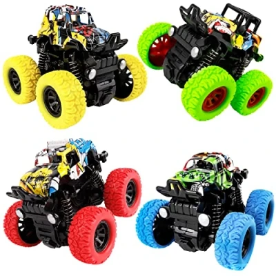 Image of m zimoon Monster Truck, 4pcs Inertia Toy Cars 360 Rotation Friction Powered Off road Vehicles Pull back car Christmas Birthday Gifts for 3/4/5/6 Years Old Toddlers Boys Girls