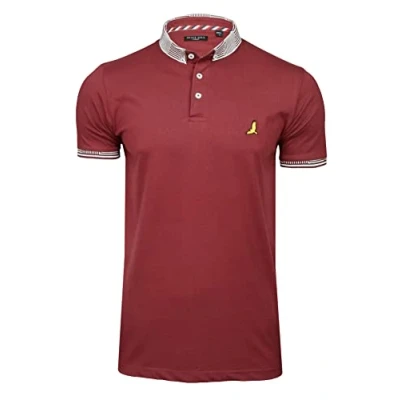 Image of BRAVE SOUL Mens Glover Polo T Shirt Cotton Short Sleeved (Burgundy/Burgundy) S