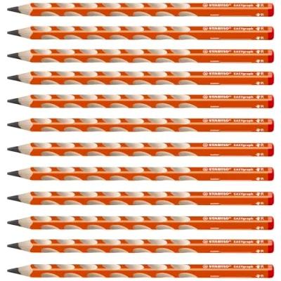 Image of Ergonomic Graphite Pencil STABILO EASYgraph Right Handed Pack of 12 Orange HB