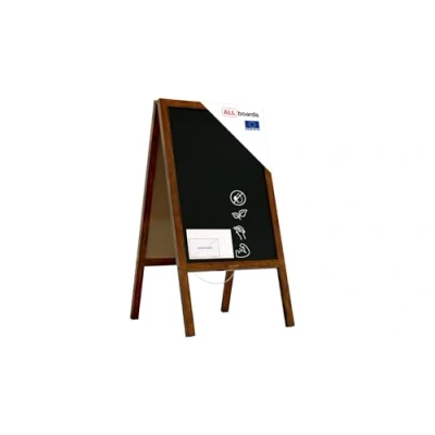 Image of ALLboards Pavement Sign with Varnished Wooden Frame 118x61cm, Sidewalk Advertising Board Chalkboard