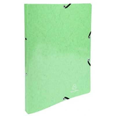 Image of Exacompta ref. 54893E 1 coated glossy card binder with rubber bands 2 round rings 15mm diameter 20mm spine External dimensions: 32x25 cm A4 file size Colour: anise green