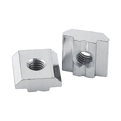 Image of 50pcs Nickel Coated T slot Nut Carbon Steel Silver Sliding Fastener for Aluminum Figure Accessories European Standard(EU30 M5)