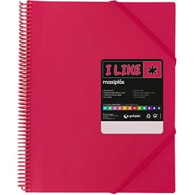 Image of Grafoplás 39826254 60 Transparent Spiral Covers, Pink Fuchsia, A4, Opaque Rigid Polypropylene Caps, Maxiplas Like