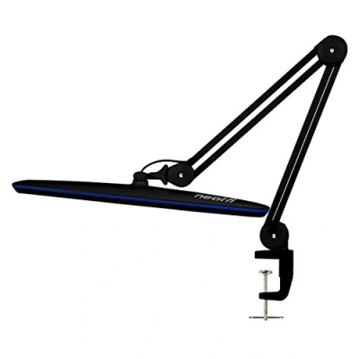 Image of Neatfi XL 2,200 Lumens LED Task Lamp with Clamp, UK Plug, 24W, 117 Pcs SMD LED, 58CM Ultra Wide Lamp, 4 Level Brightness Dimmable, Eye Caring Glare Free (Black)