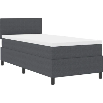Image of Box Spring Bed with Mattress Dark Grey 90x200 cm Corduroy Fabric Vidaxl