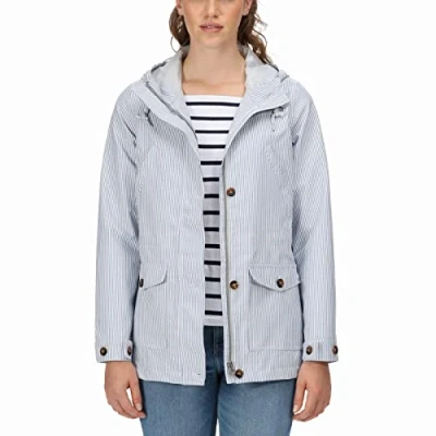 Image of Regatta Womens Nahla Waterproof Hooded Jacket Ticking Stripe 10