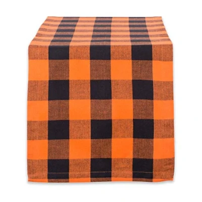 Image of DII Buffalo Check Collection, Classic Farmhouse Table Runner, 14x108, Orange &amp; Black
