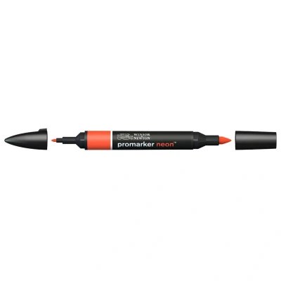 Image of Winsor &amp; Newton, Promarker Neon, 2 Tip: Fine and Wide, Spark Red