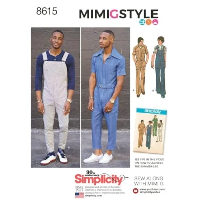 Image of Simplicity 8615Pattern 8615 Men&#039;s Vintage Jumpsuit and Overalls, Paper, White, AA (34 36 38 40 42)