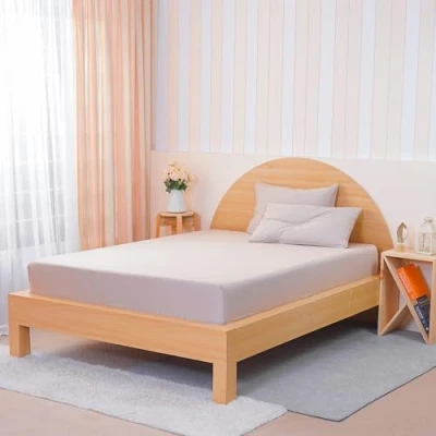 Image of Sheet Story Bamboo Double Fitted 41cm Deep, 400 Thread Count Bed Sheets Cooling Soft Hypoallergenic Extra Deep Beige