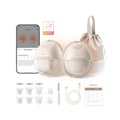 Image of eufy Security Wearable Breast Pump S1 Electric Hands Free with Heating Technology, App Controlled Smart Rhythm, Hospital Grade Suction, Portable Design, Leak Proof and Ultra Quiet