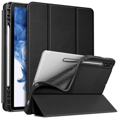 Image of FINTIE Slim Case for Samsung Galaxy Tab S7 11&#039;&#039; 2020 SM T870(Wi Fi) T875(LTE) with Built in S Pen Holder, Soft TPU Smart Stand Back Cover, Auto Wake/Sleep Feature, Black