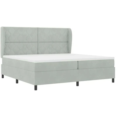Image of vidaXL Box Spring Bed with Mattress Light grey 200 x cm Velvet