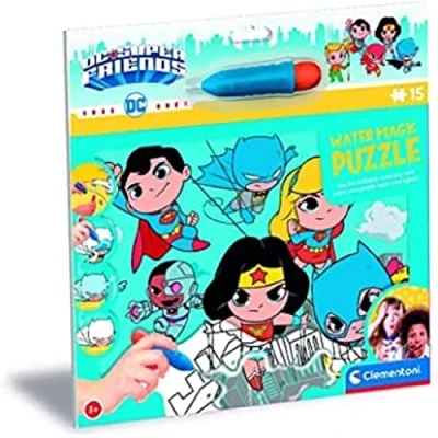Image of Clementoni 22243 PUZZLE WATER MAGIC DC COMICS SUPER Friends 15 PCS Reveal Pieces Jigsaw Kids Age 3, Multicoloured, M